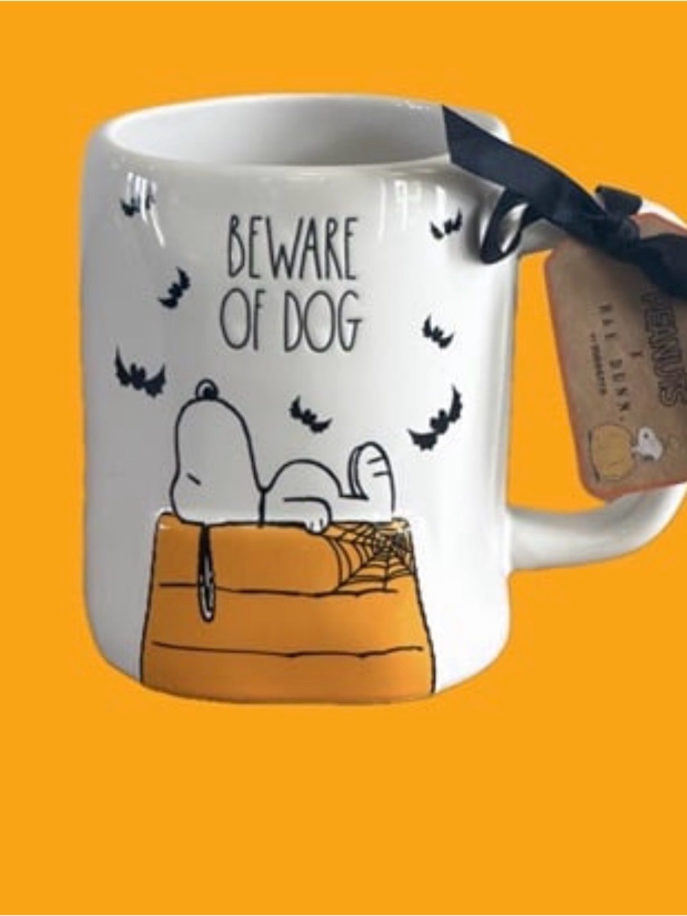 Peanuts Snoopy Ceramic Mug - White & Orange